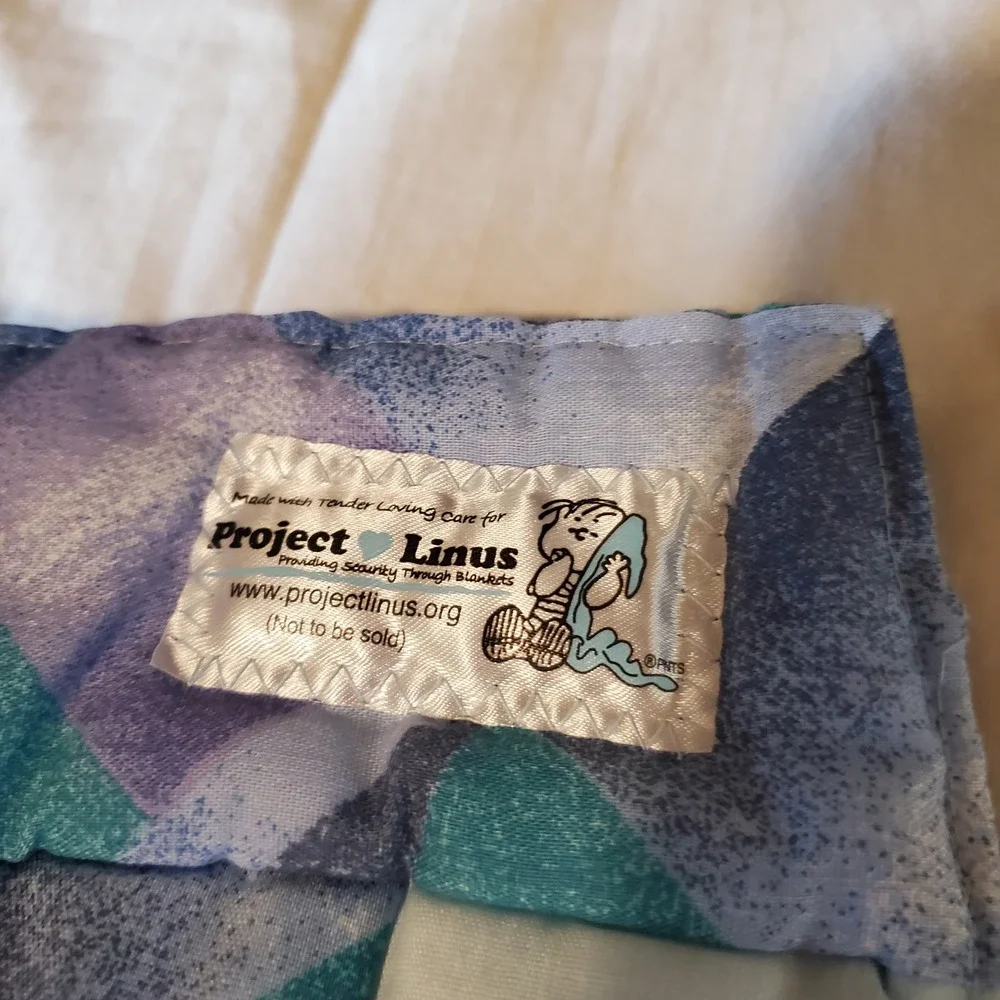 Project Linus Handmade Quilted Blanket Floral Geometric Teal Purple 45x55